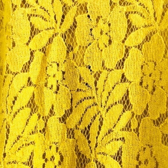 Lucca Couture Top XS Floral Lace Sheer Yellow Ochre - Picture 6 of 10